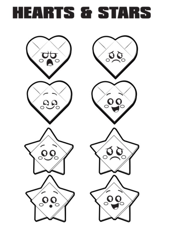 Print Hearts Stars kleurplaat